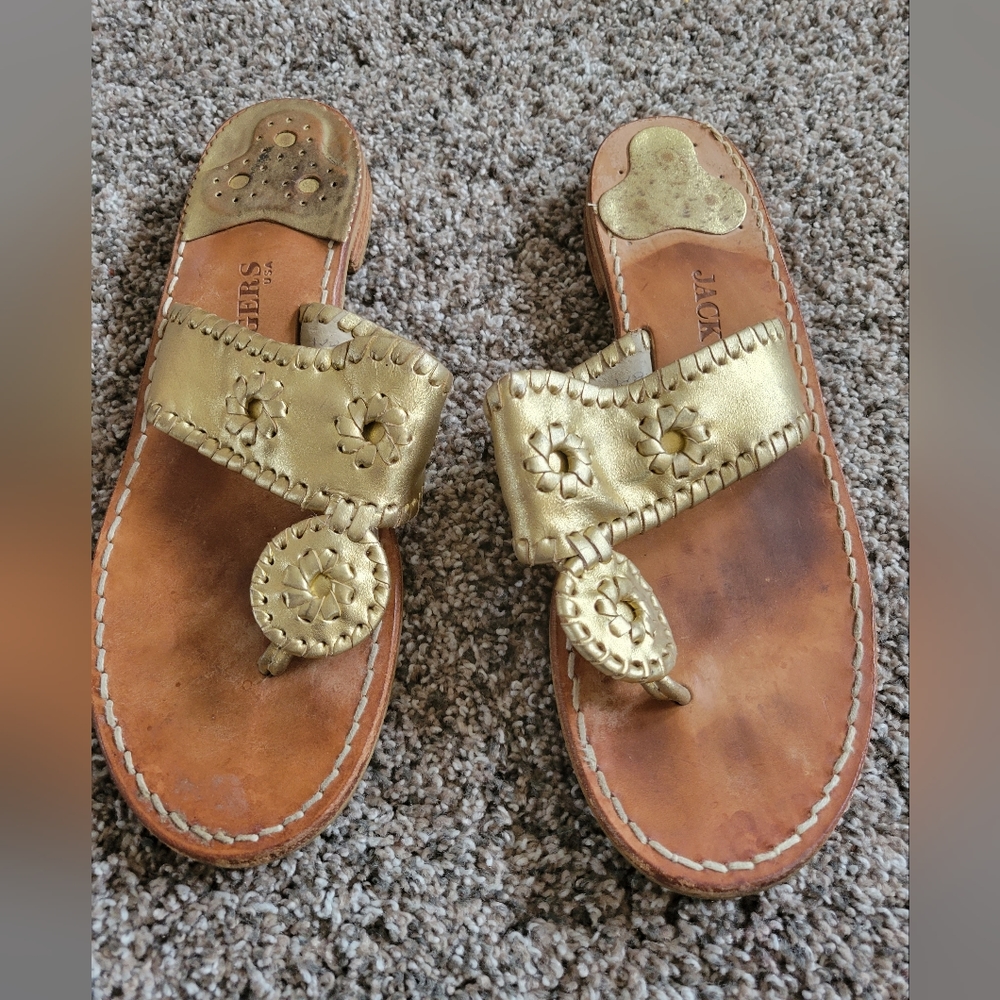 Jack Rogers Hamptons Flat- Gold Sandals